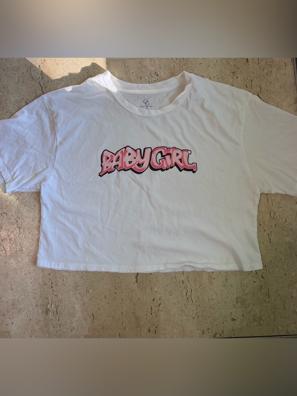 Baby Girl- Organic Generation Y2K Cropped T-shirt Women’s Medium 100% Cotton - Picture 1 of 5